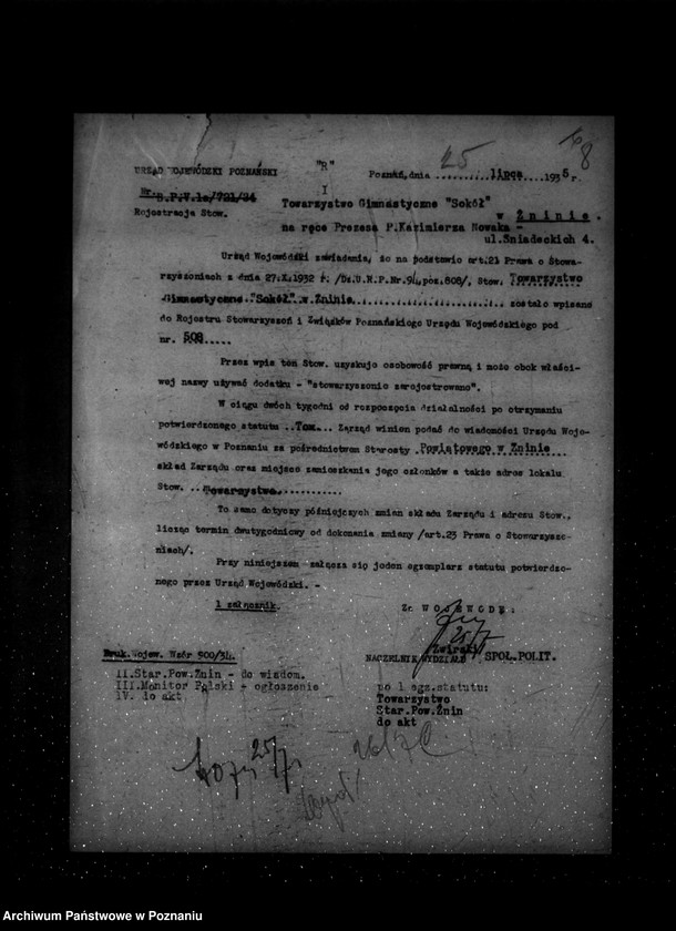 Obraz 12 z jednostki "/Towarzystwo Gimnastyczne „Sokół" w Żninie - rejestracja/"