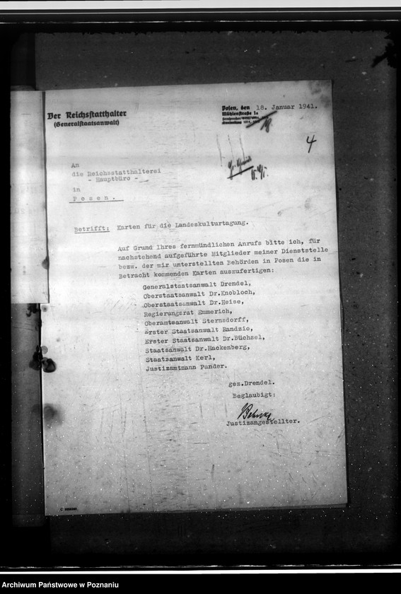 Obraz 8 z jednostki "Landeskulturtagung- korespondencja, spisy zaproszonych osób"