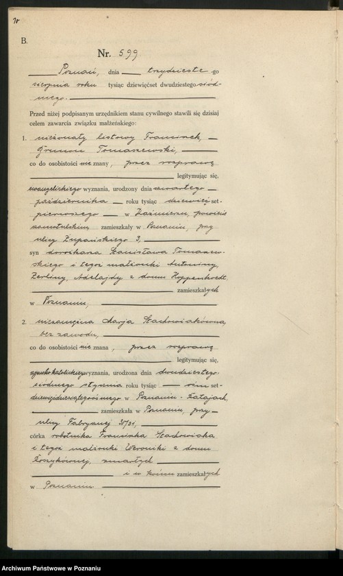 Obraz 12 z jednostki "Księga miejscowa małżeństw tom III [Rejestr główny małżeństw]"