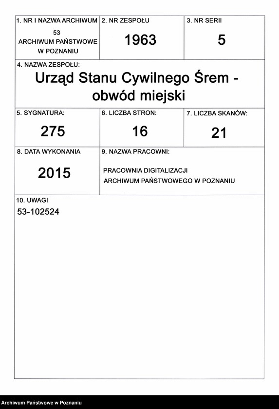 Obraz 1 z jednostki "Akta zbiorowe rejestracji stanu cywilnego do księgi urodzeń z roku 1907"