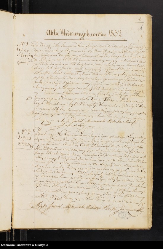 image.from.unit.number "Duplikat Parafii Janowieckiej w Powiecie Mławskim Gubernii Płockiej na Rok 1852"