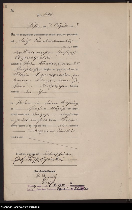 Obraz 10 z jednostki "Księga miejscowa urodzeń tom IV [Rejestr główny urodzeń]"