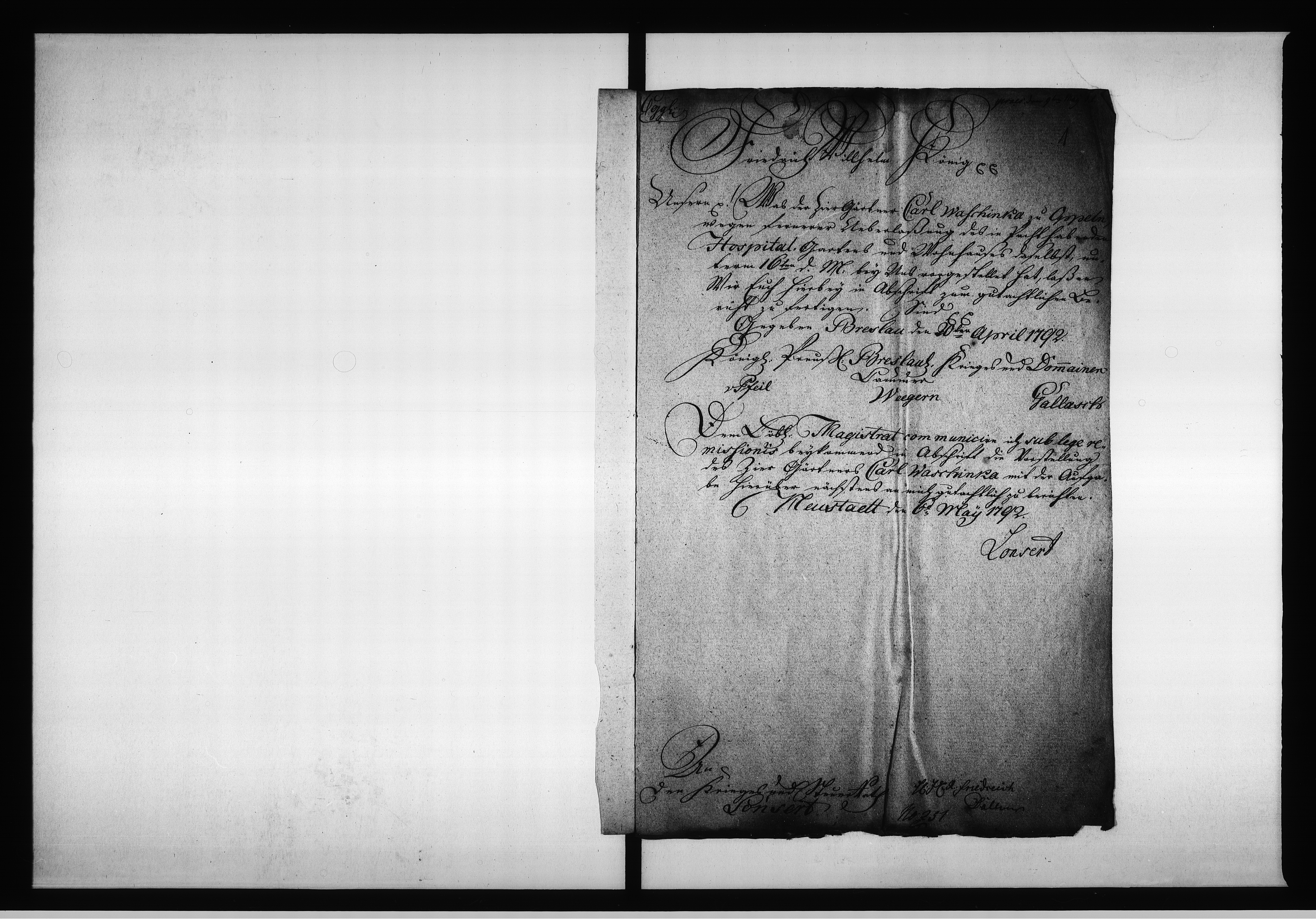 Obraz 5 z jednostki "Acta die Verpachtung derer Städtischen und Hospital Acker=Stücken betreffend. Vom 1792 bis März 1798 und von 1798 bis 1804 [...] Vol. III"