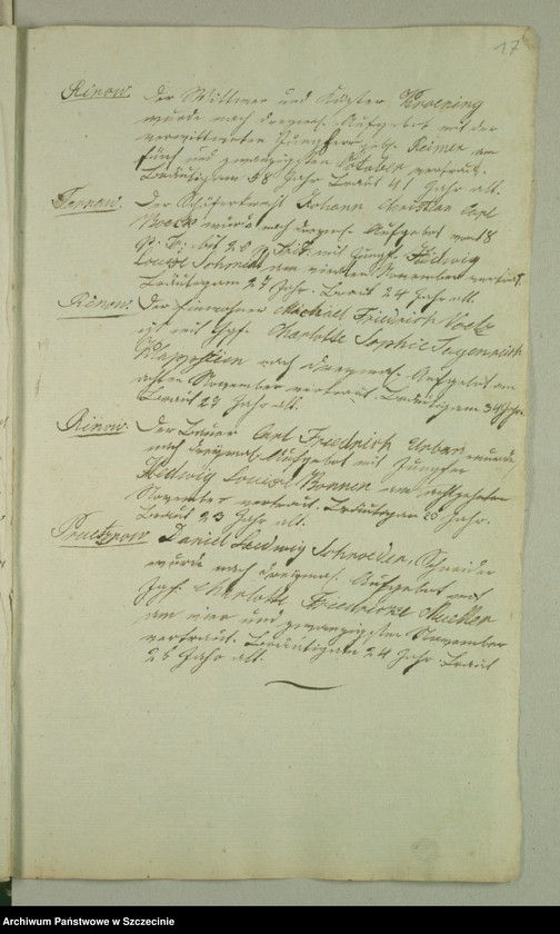 image.from.unit.number "Duplicate des Kirchenbuchs von den Grabowschen Gütern [Grabow]: Prützow [Prusinowo], Rienow [Rynowo], Tarnow [Tarnowo], Wuhrow [Worowo] und Mühlendorf [Poradz]"