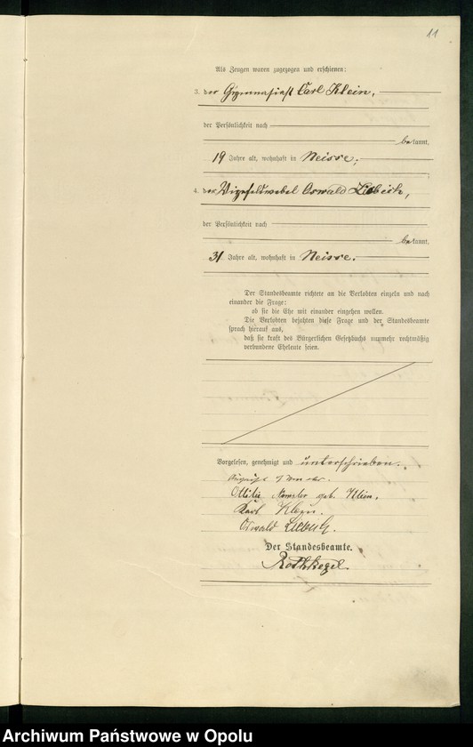 Obraz 15 z jednostki "Heiraths-Haupt-Register des Standsamts Bischofswalde pro 1900"