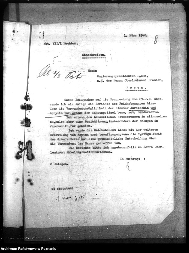 Obraz 12 z jednostki "Gendarmerie - Schule in Kobylin mit Gendarmerie - Abteilung mot. in Jarotschin überholt"