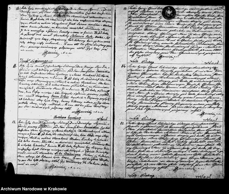 image.from.unit.number "Aktów Stanu Cywilnego Wpisy Zeyścia Osób Wyznania Moyżeszowego w Mieście Krakowie zmarłych obeymuiąca księga Isza na Rok 1847"