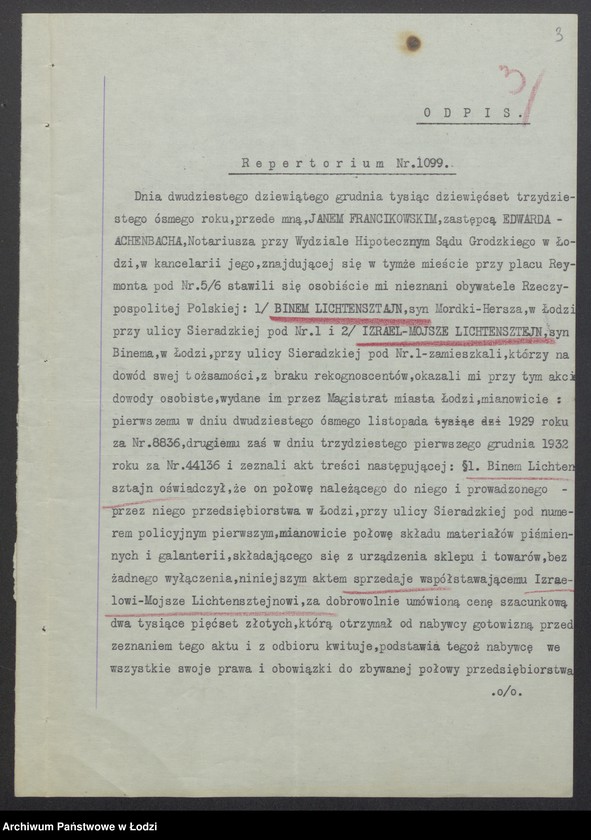 Obraz 5 z jednostki "Binem Lichtensztajn i Syn – sprzedaż materiałów piśmiennych i galanterii"