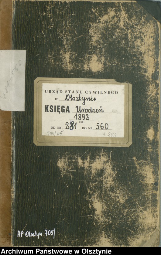 image.from.unit.number "Geburts-Haupt-Register Tom II,Nr 281 - 560"