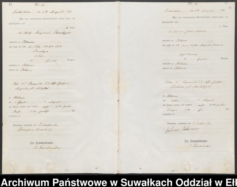 image.from.unit.number "Sterbe-Haupt-Register des Königlichen Preussischen Standes-Amtes Kallischken Kreis Johannisburg"