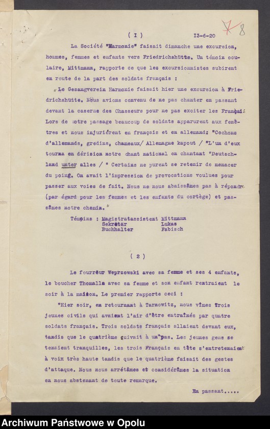 Obraz 10 z jednostki "Commandement Superieur des Forces Alliees en Haute-Silesie-Entrees /Korespondencja wpływająca pochodząca od władz wyższych i jednostek podległych/ 29.06.1920 - 30.10.1920"