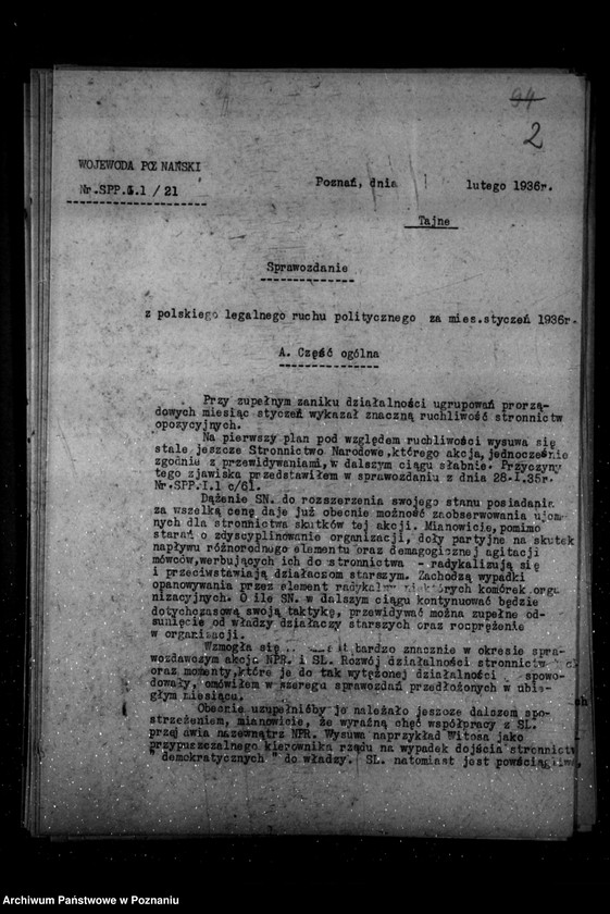 Obraz 6 z jednostki "Sprawozdania miesięczne z polskiego legalnego ruchu politycznego za czas od stycznia do grudnia 1936 r."