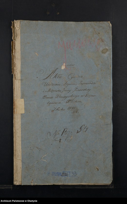 image.from.unit.number "Duplikat. Akta Cywilne Urodzenia, Zeyścia, Zapowiedzi i Małżeństw Gminy Janowskiey Powiatu Przasnyskiego w Departamencie Płockim z Roku 1821/22"