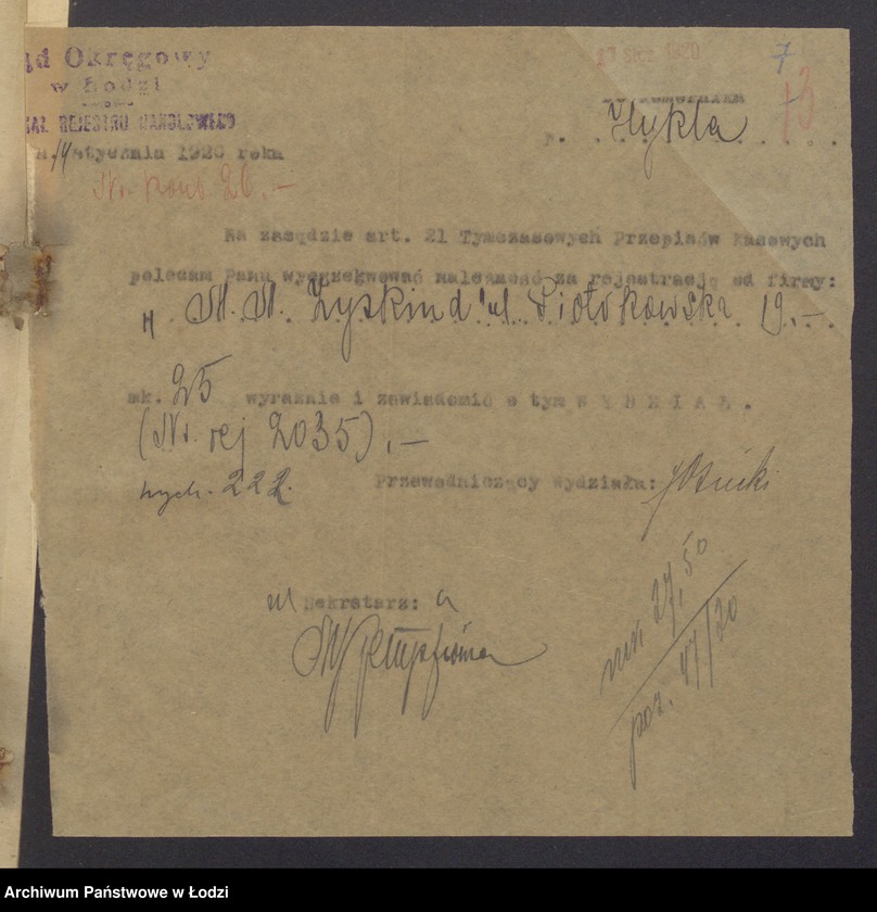 Obraz 9 z jednostki "Mendel Mordka Zyskind - sprzedaż towarów manufakturowych"