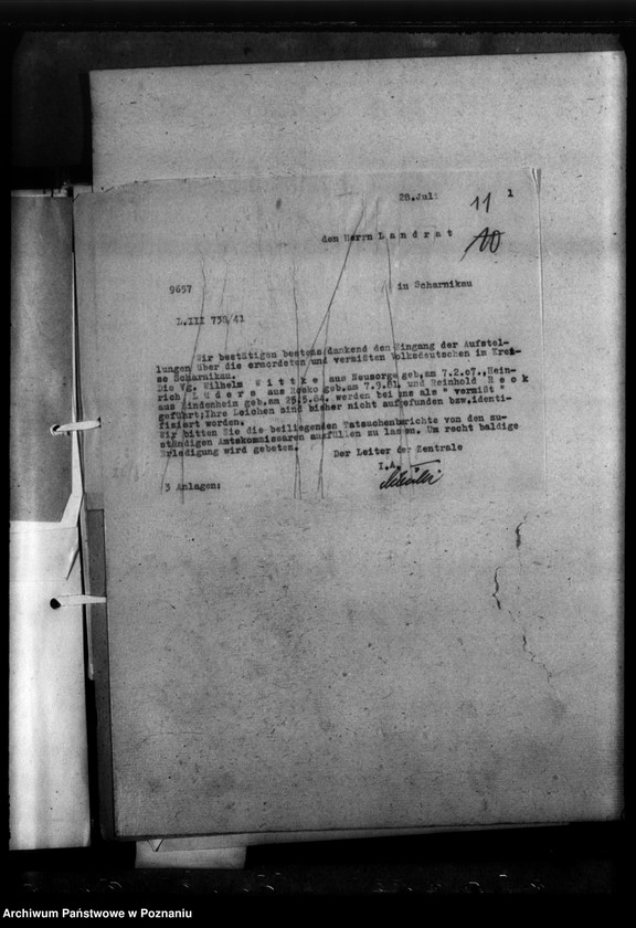 Obraz 15 z jednostki "Kreis Scharnikau (Czarnków). Wykazy miejscowych Niemców, którzy zginęli w 1939 roku - korespondencja"