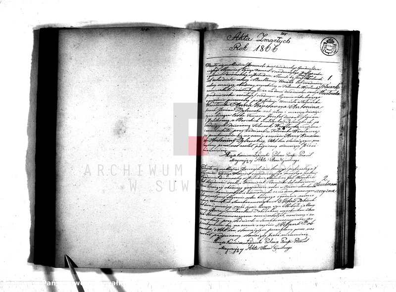 image.from.unit.number "Duplikat Urodzonych, Zaślubionych i Zmarłych Parafii Przerośl za rok 1866"