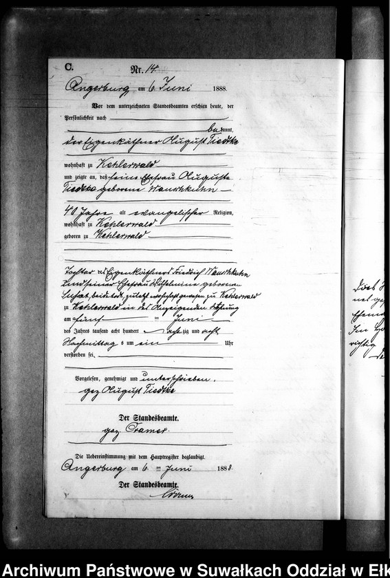 image.from.unit.number "Sterbe-Neben-Register des Preussischen Standes-Amtes Kehlen Kreis Angerburg"