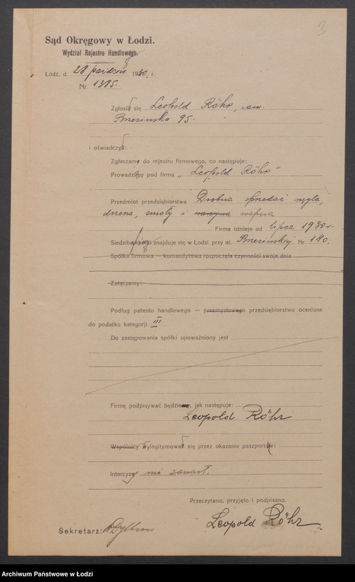 Obraz 5 z jednostki "Leopold Rőhr- drobna sprzedaż węgla, drzewa, smoły i wapna"