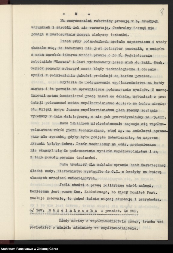 image.from.unit.number "Protokół plenarnego posiedzenia nt.: Wyniki działalności w wojewódzkiej organizacji partyjnej w dziedzinie rozwoju socjalistycznego współzawodnictwa pracy. Załączniki. 13 grudnia 1955 r."