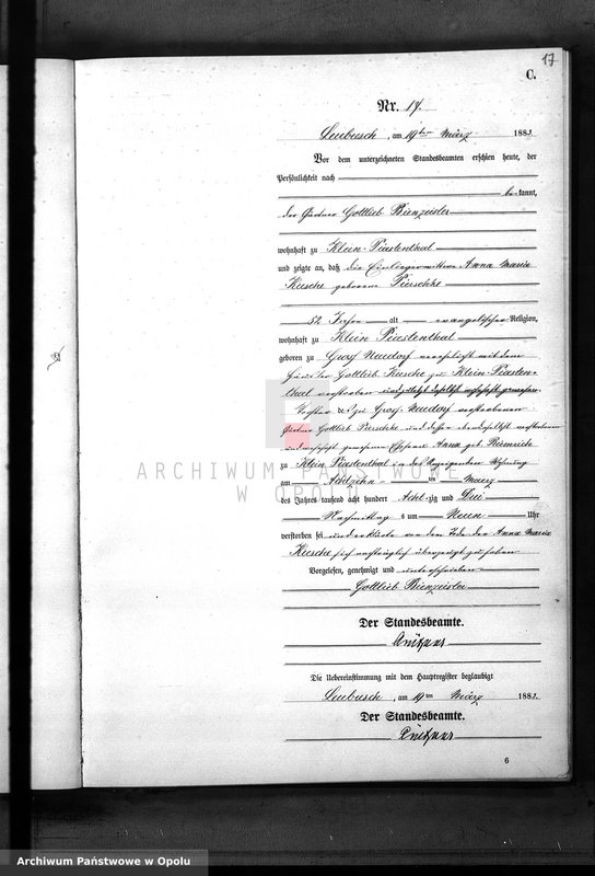 image.from.unit.number "Sterbe-Neben-Register Standes-Amt Leubusch 1883"
