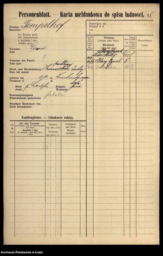 Obraz 17 z jednostki "[Spis ludności Łodzi] Tempelhof - Tenenbaum"