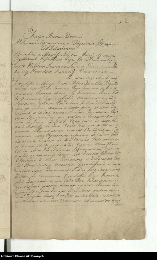 image.from.unit.number ""Acta decretorum Sae Rae Mtis Judicii Referendarialis Regni regnante - - Augusto III rege Poloniae - - Ad Relationem - - Antonii Sebastiani Dembowski, Antonii Łodzia Poniński, Josephi in Załuskie Załuski praepositi Varsaviensis etc. referendariorum. In annis 1735, 36, 38, 39, 40, 43, 44, 45, 46, 47, 48 et 49 emanatorum. Post fata generosi Michaelis Nagrodzki iudicii eiusdem notarii cura et impensis generosi Ioannis Nepomuceni Słomiński Metrices Regni praefecti completa et compactata Varsaviae"."