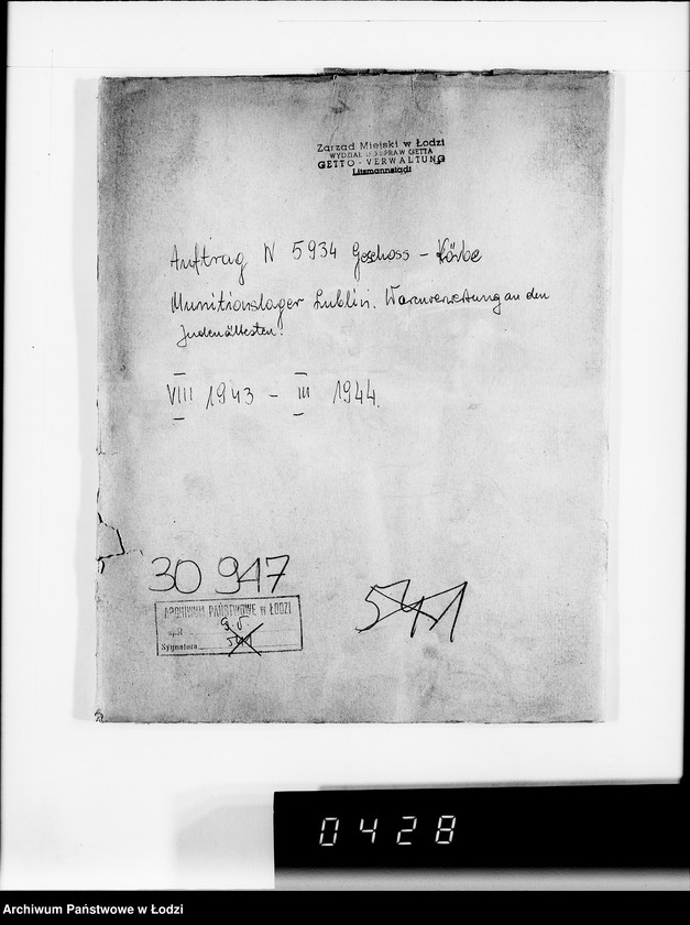 Obraz 4 z jednostki "Auftrag 5934. Warenverwertung an den Judenältesten für Munitionslager Lublin. Geschosskörbe"