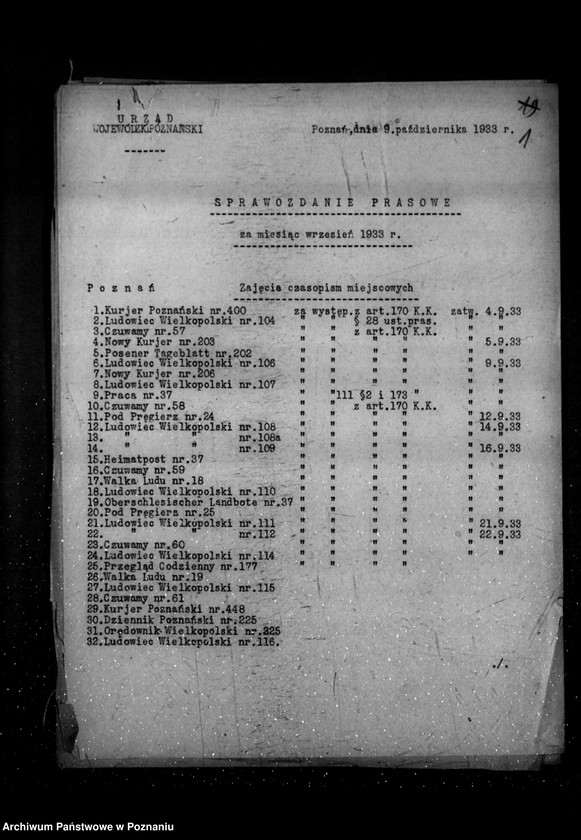 Obraz 5 z jednostki "Sprawozdanie prasowe za czas od września do grudnia 1933 r."