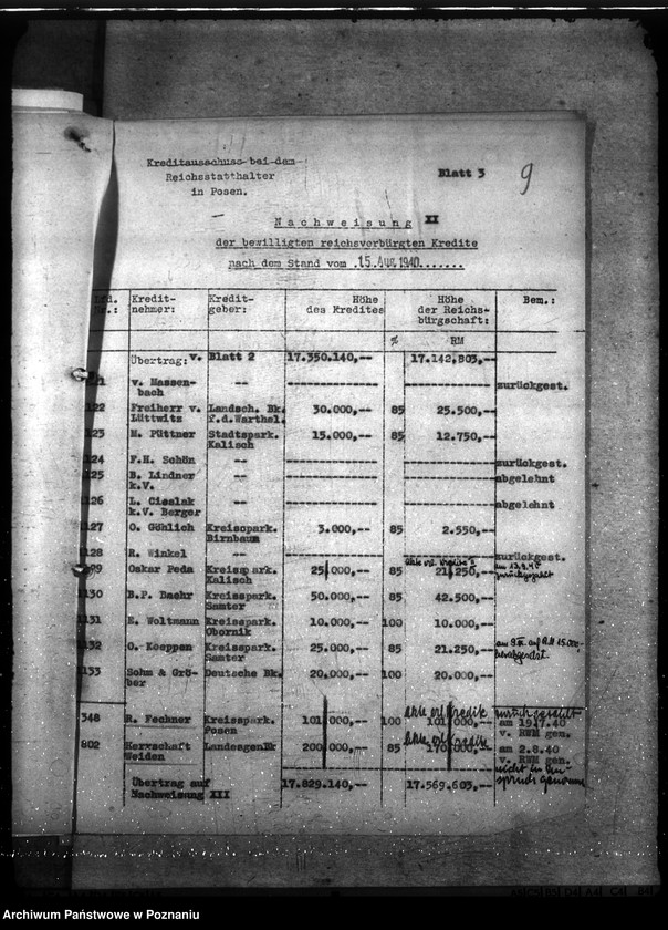 Obraz 13 z jednostki "Kredyt Stand per 30. IX. 1940."