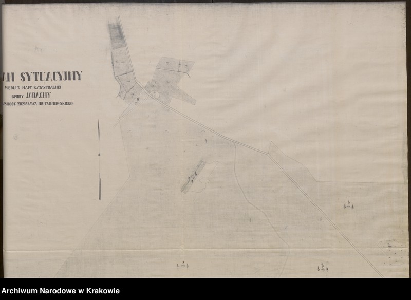 image.from.unit.number "Plan sytuacyjny na podstawie mapy katastralnej gminy Jadachy. Własność Z. hr. Tarnowskiego"