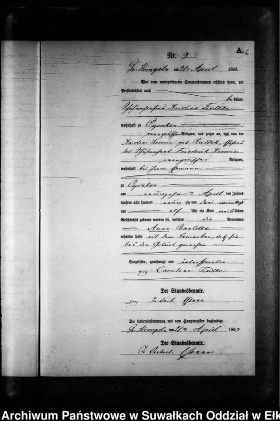 image.from.unit.number "Geburts-Neben-Register des Preussischen Standes-Amtes Gr. Strengeln Kreis Angerburg"