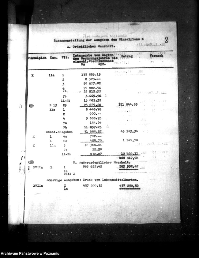 Obraz 12 z jednostki "Jahresnachweisung über die Haushaltseinnahmen und Ausgaben, Reichsministerium der Finanzen"