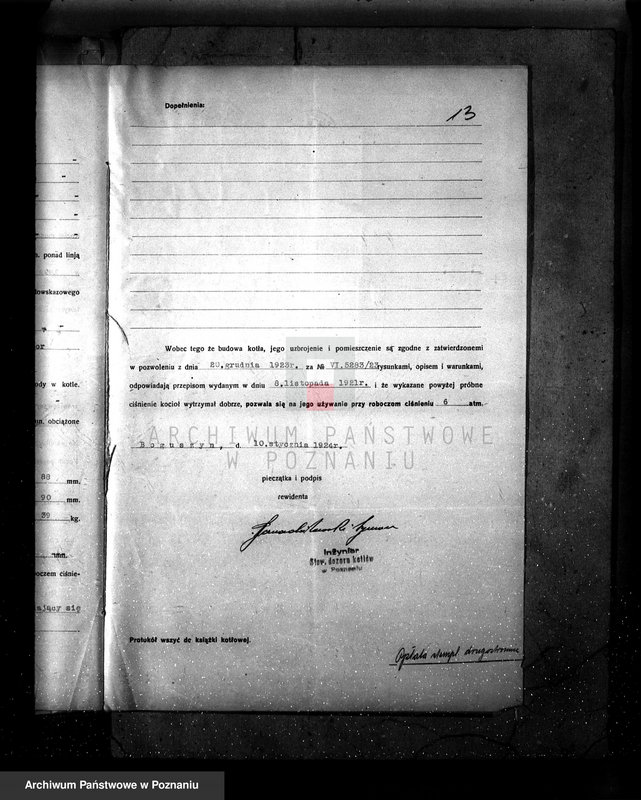 Obraz 19 z jednostki "Majętność Boguszyn pow. jarociński nr fabr. kotła 1231 nr woj. kotła 6119"