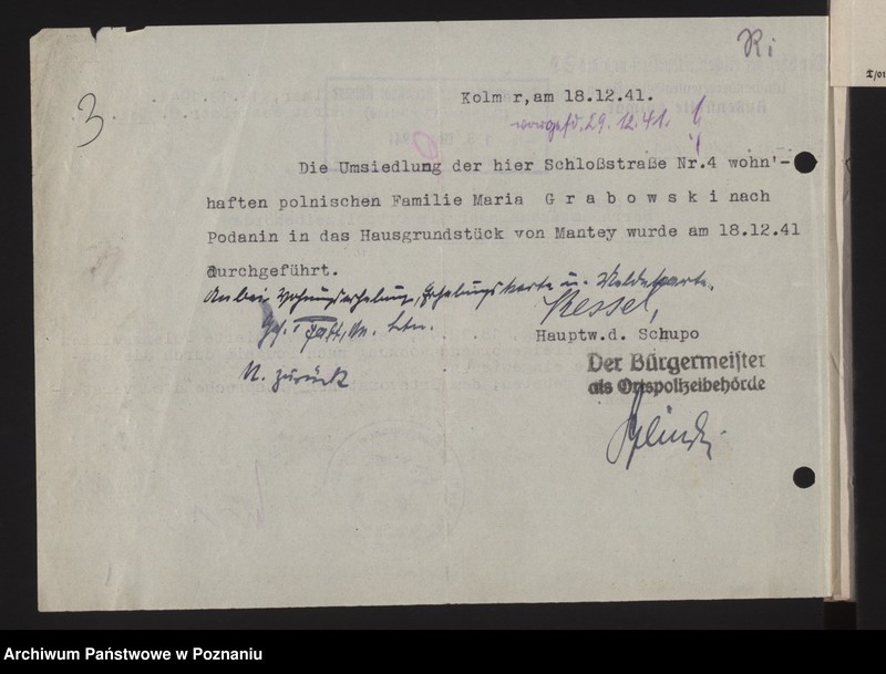 Obraz 6 z jednostki "Umsiedlungsmeldungen der SS - Arbeitsstäbe - Kreis Posen - Land [Powiat - Poznań]"