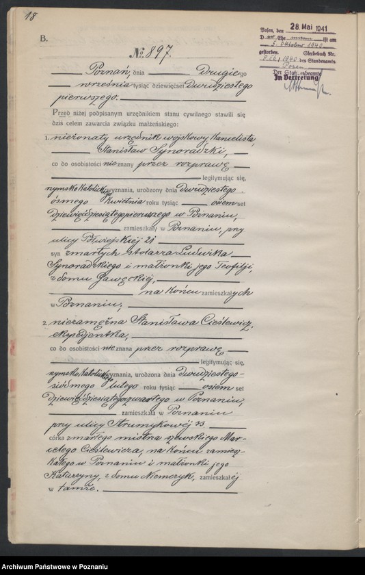 Obraz 20 z jednostki "Księga miejscowa małżeństw tom IV [Rejestr główny małżeństw]"