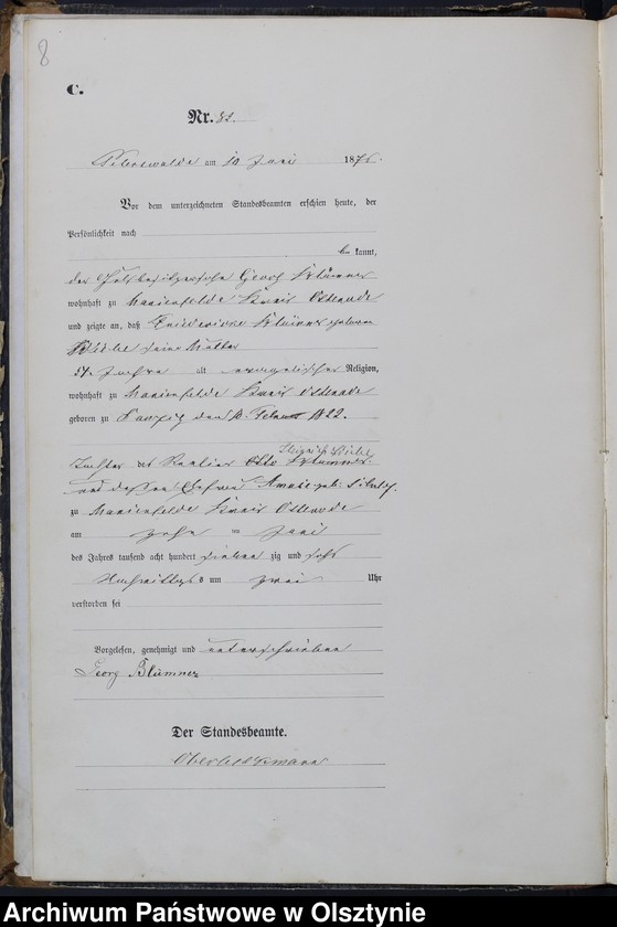 image.from.unit.number "Sterbe-Haupt-Register Tom I,Nr 75 - 140"