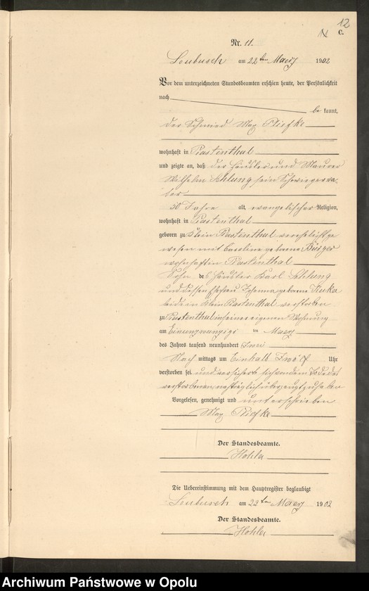 image.from.unit.number "Sterbe-Neben-Register Standes-Amt Leubusch 1902"