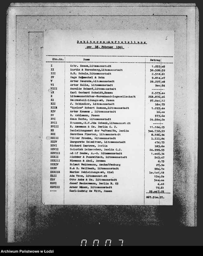 Obraz 5 z jednostki "Auszüge Aufstellungen für das Sonder-Konto"