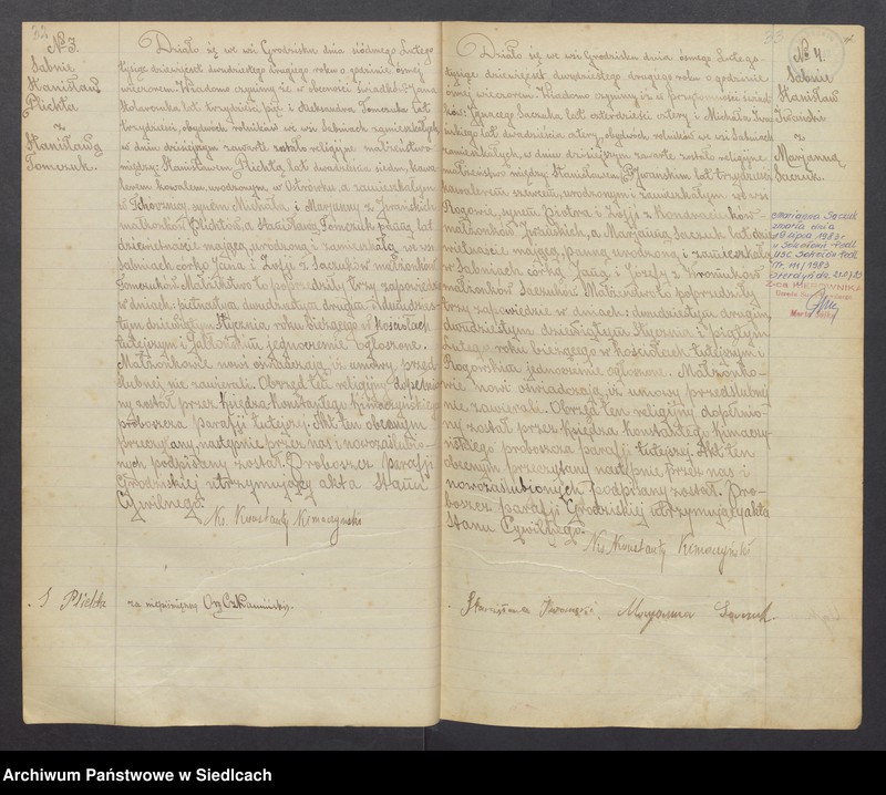 image.from.unit.number "Unikat aktów stanu cywilnego zaślubionych Parafii Grodzisk od 1919 roku do 1937 roku"