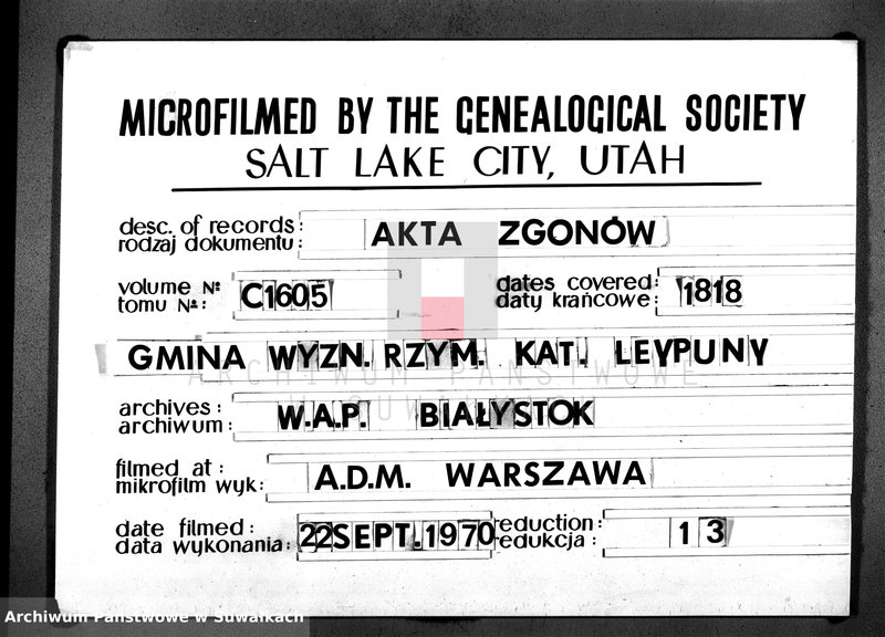 Obraz 1 z jednostki "Księga Aktów Zeyscia Gminy Leypuńskiej od 1-o Stycznia 1818 Roku"