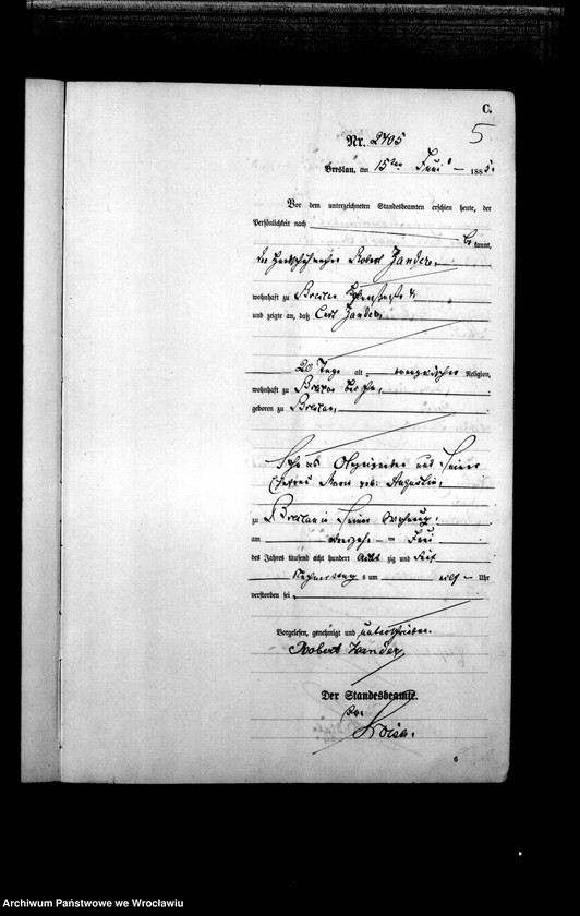 image.from.unit.number "Sterbe-Haupt-Register Breslau I 1885 Band 7"