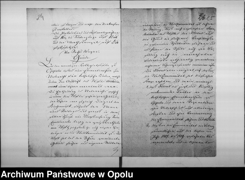 Obraz 19 z jednostki "Acta des Magistrats zu Oppeln betreffend den Proceß gegen den Königl[ichen] Fiscus wegen der Bau Kosten Beiträge, zu dem im Jahr 1818/19 neuerbauten katholischen Schul Gebäude zu Oppeln"