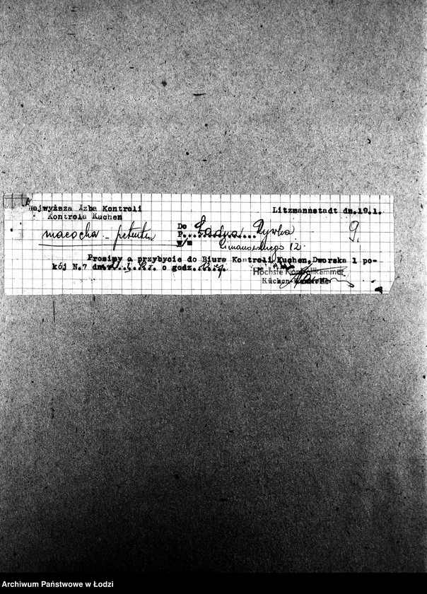 Obraz 12 z jednostki "[Wezwania osób oskarżonych o sprzedaż otrzymanych na talony produktów, by przybyły do Biura Kontroli Kuchen. Raporty kontrolerów]"