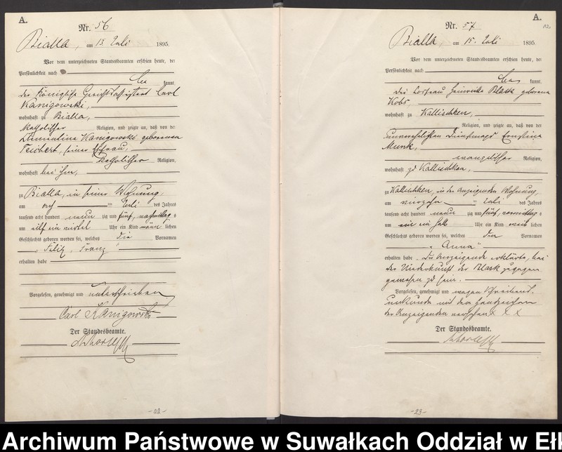 image.from.unit.number "[Geburts-Haupt-Register des Königlichen Preussischen Standes-Amtes Bialla Kreis Johannisburg]"
