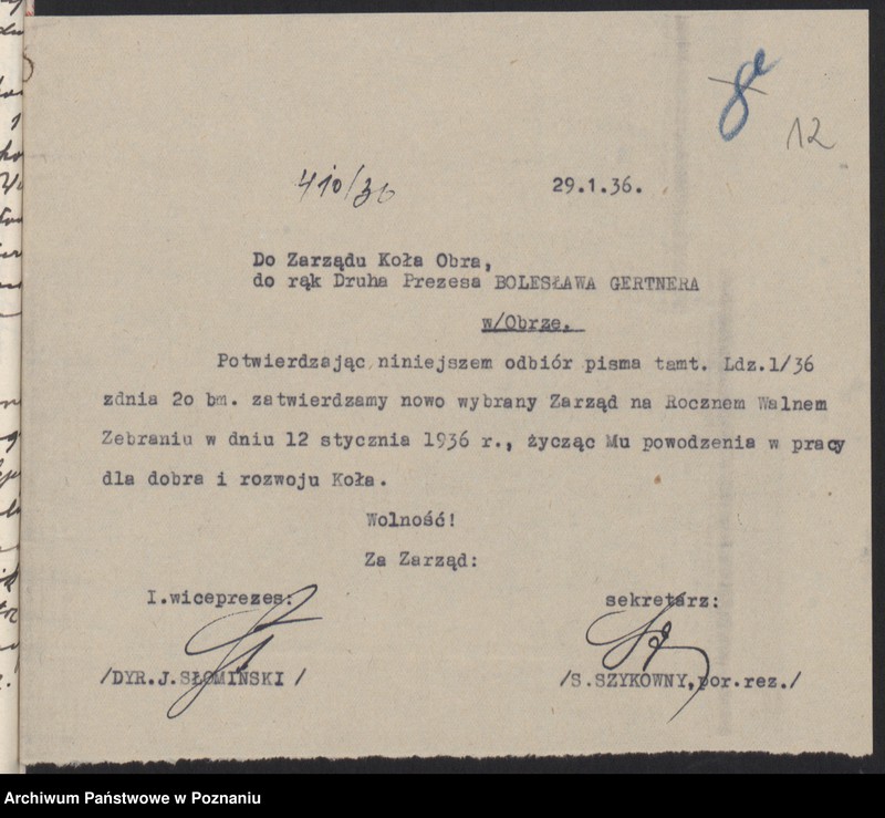 Obraz 17 z jednostki "Obra, powiat Wolsztyn - akta koła."