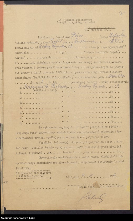 image.from.unit.number "Księga inwentarzowa nieruchomości m. Łodzi ul. Mazurska"