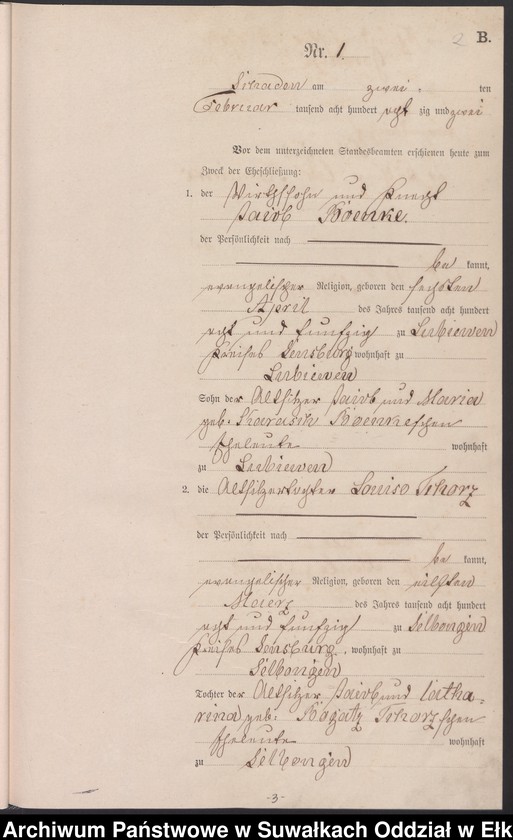 image.from.unit.number "Heiraths-Haupt-Register des Königlich Preussischen Standes-Amtes Schaden Kreis Sensburg"
