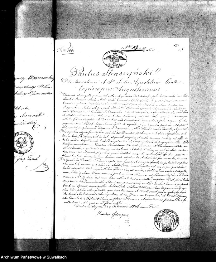 image.from.unit.number "Dowody do Aktów Małżeństwa Parafii Suwalskiey za Rok 1846."