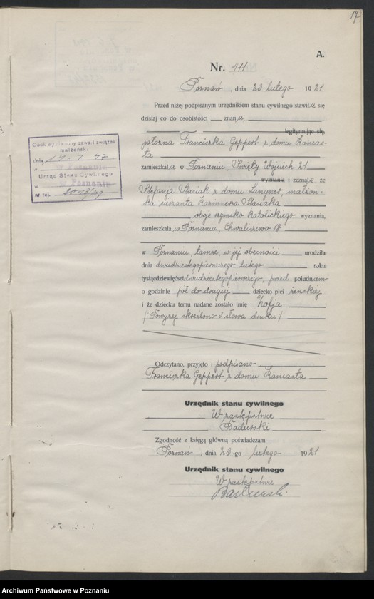 Obraz 19 z jednostki "Księga urodzeń odpis tom II [Rejestr poboczny urodzeń]"