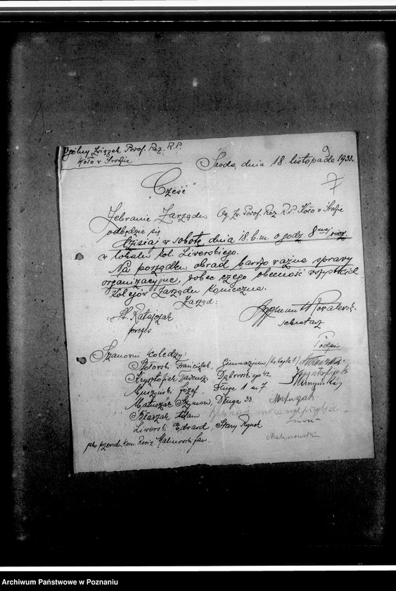 Obraz 13 z jednostki "Korespondencja Związku- Koło w Środzie dotycząca ewidencji członków, zaproszenia, komunikaty zawiadamiające o zebraniach, poświadczenia o przynależności. Karty przedstawionych do odznaczeń"